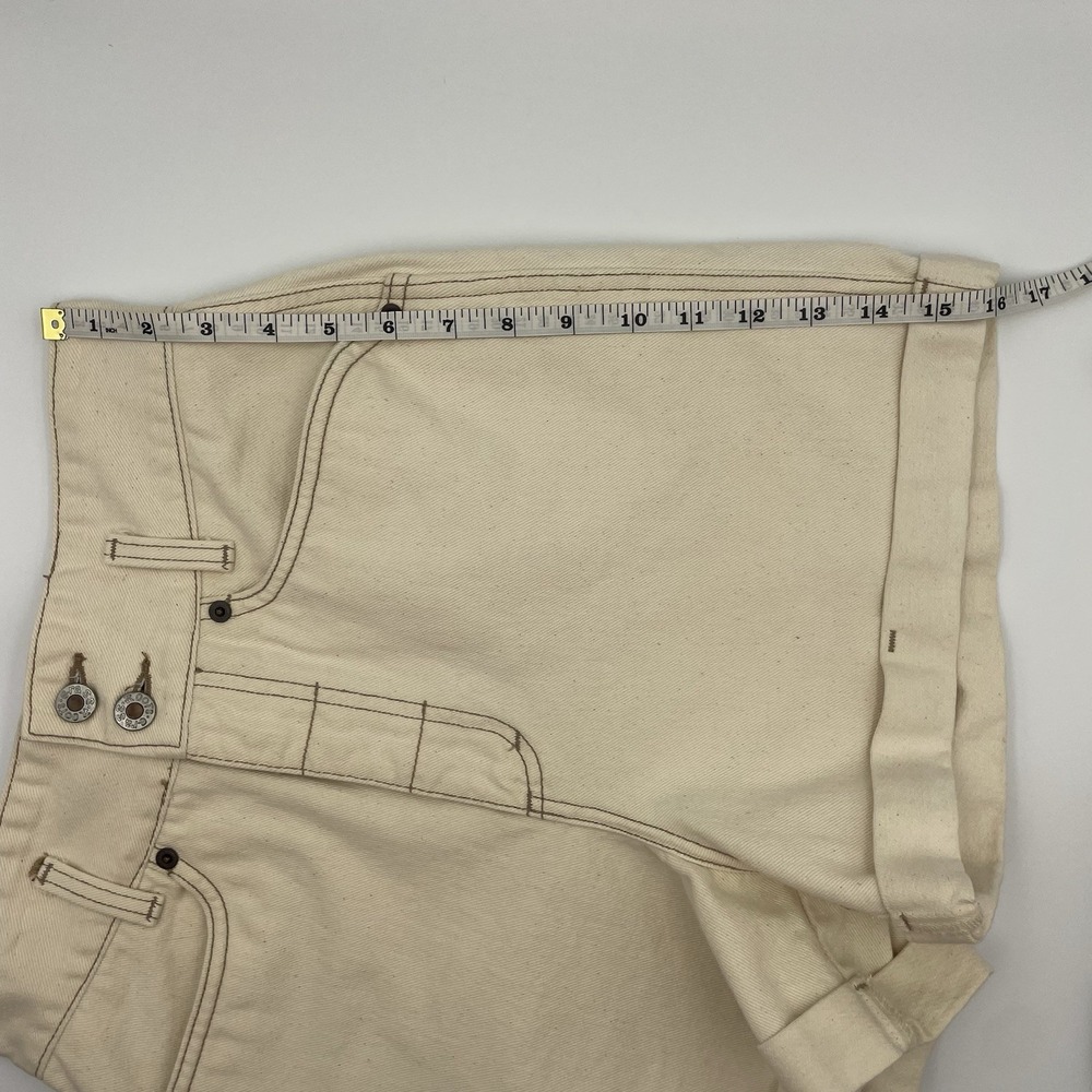 GRASS ROOTS Women Ivory Denim Shorts Sz 5/6 100% Cotton High Rise Roll Hem USA - Picture 7 of 16